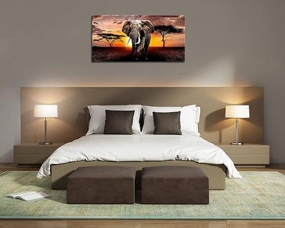 XXMWallArt FC3062 Canvas Wall Art Elephant Picture African Wild Animals Artwork Painting Print for Living Room Bedroom Kitchen Home and Office Wall Decor