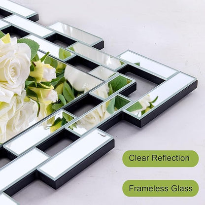 Chende Large Wall Mirrors for Decor, 47'' x 24'' Narrow Bathroom Mirror for Vanity with Frameless Glass Frame, Modern Decorative Mirror for Entryway, Living Room, Dining Room, Fireplace