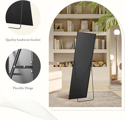 Mirror Full Length, Upgraded 21"x64" Body Wall Mirrors with Shatter-Proof Glass, Floor Standing, Hanging or Leaning, Tall Mirror with Stand Aluminum Alloy Frame for Bedroom, Black