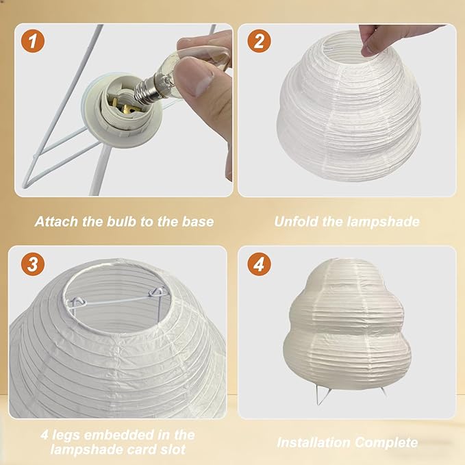 YY YEARCHY Table Lamp Paper Lamp Standing Lamps with Rice Paper Shade for Bedroom Livingroom(Cloud Type)