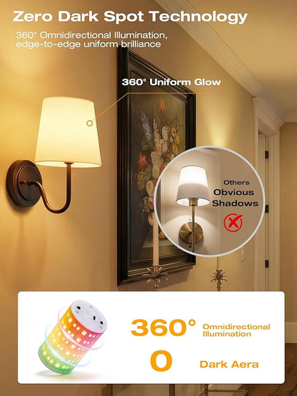 CLOUDY BAY 10000mAh Battery Operated Wall Sconces,Up to 100 Hours with Rechargeable RGB Dimmable Magnetic Bulb,Cordless Wall Lighting Fixtures with Remote for Bedroom,Black,2 Pack-12inch