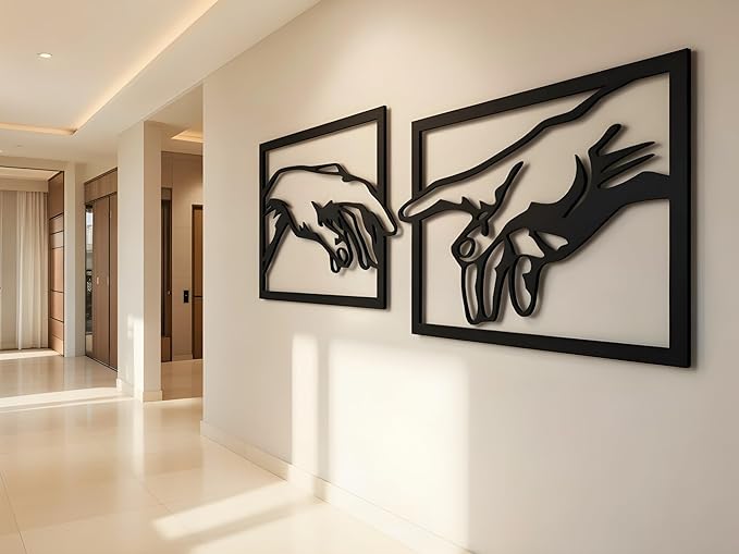 VAILLA The creation of Adam Wall Art, Set of 2 Wooden Wall Arr, Michelangelo Hand of God and Adam Wall Decoration, 3D Large Modern Decor, Textured Sculptures , Wood Ornament Ideal for Living Room, Bedroom and Office