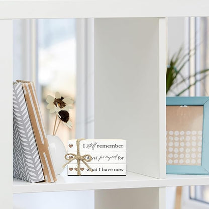 Decorative Books for Home Decor, Wood Book Stack for Table Decor, I Still Remember The Days I Prayed Decoration Books for Living Room Bookshelf Office, Farmhouse Stacked Books Decoration (L84)