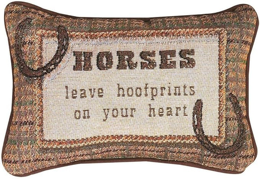 Manual 12.5 x 8.5-Inch Decorative Embroidered Word Pillow, Horses Leave Hoofprints