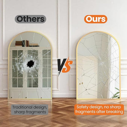 Sweetcrispy 20"x30" Arched Gold Bathroom Mirrors for Wall, Bathroom Mirrors for Over Sink, Metal Framed with HD Shatter-Proof Glass for Entryway, Living Room, Bedroom