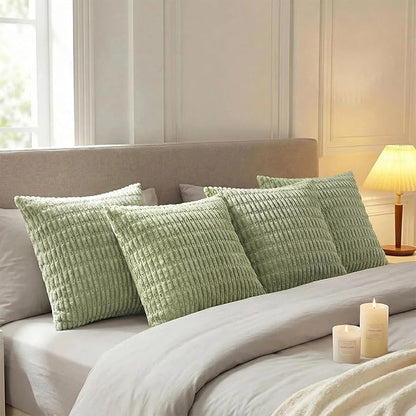 Fancy Homi 4 Packs Decorative Throw Pillow Covers for Living Room Couch Bed, Modern Farmhouse Boho Home Décor Accent Cushion Case, 18" x 18", Sage Green