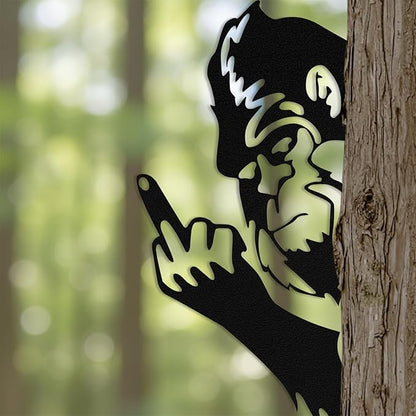 Funny Gorilla Wall Art - Rustproof Metal Sculpture for Outdoor Garden & Patio Decor, Wilderness Theme Novelty Gift