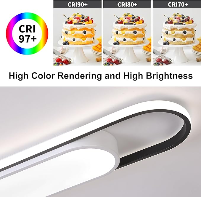 Modern LED Smart Ceiling Light,28.3" Flush Mount Ceiling Lamp, 40W Dimmable Linear Metal Chandelier Light Fittings for Kitchen Laundry Garage Dining Room Office Hallway Closet Aisle