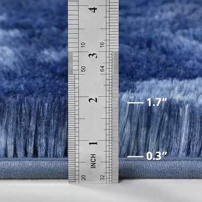 Deerhoo Large Shag Area Rugs 8 x 10, Plush Fuzzy Rugs for Living Room, Ultra Soft Fluffy Furry Rug for Bedroom, Indoor Carpet Nursery Rugs for Kids Room Home Decor, Tie-Dyed Navy Blue