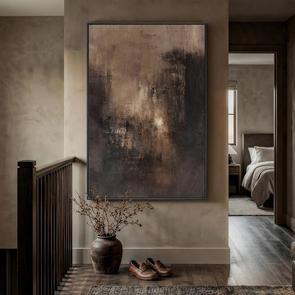 Extra Large Framed Brown Black Abstract Wall Art for Living Room, Oversized Modern Canvas Prints Vertical Artwork for Walls, Contemporary Earth Pictures for Bedroom Dining Hallway Wall Decor 40x60 In