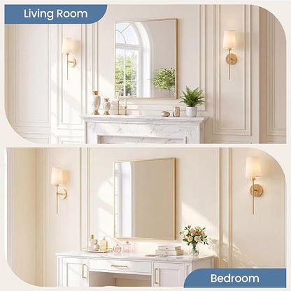 NEWBULIG 30" x 36" Gold Rectangle Bathroom Mirror for Wall, Morden Wall Mirror with Metal Frame, Tempered Glass, Vanity Mirror for Over Sink, Entryway, Living Room, Anti-Rust, Horizontal or Vertical
