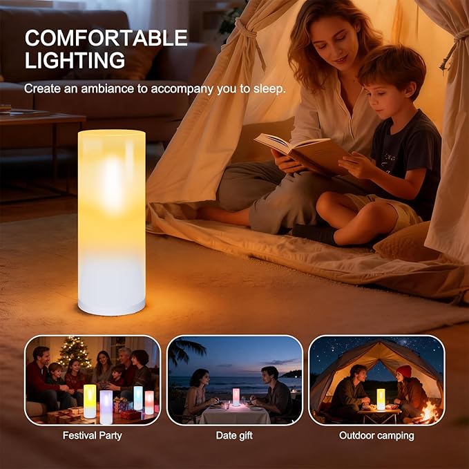 Flameless Simulation Candle Light, RGB 13 Colors Changing Night Light with Remote, Atmosphere Desk Lamp/Bedside Lamp,USB Rechargeable Night Light, Ambient Lighting for Bedroom/Dining Room/Game Room