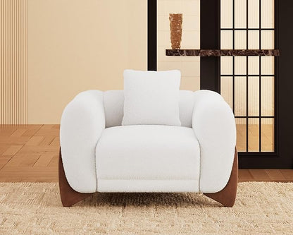 Morden Fort 3 Piece Cloud Couch Set, Modern Sherpa Boucle Sofa Set Skin-Friendly, Minimalist Upholstered Comfy Couches Sofas for Living Room, Armless Chair & Arm Chair & 3-Seater Sofa, White