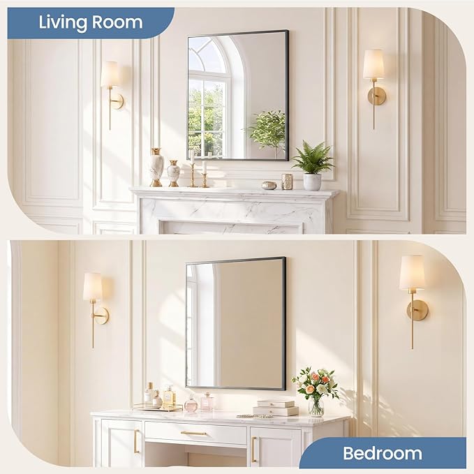 NEWBULIG 30" x 36" Black Rectangle Bathroom Mirror for Wall, Morden Wall Mirror with Metal Frame, Tempered Glass, Vanity Mirror for Over Sink, Entryway, Living Room, Anti-Rust