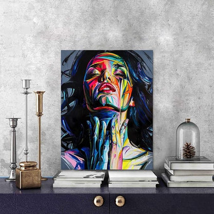 Yatsen Bridge Painted Woman Colorful Graffiti Posters Pictures Banksy Street Artwork Canvas Paintings Wall Art Decor for Living Room Kids Room Modern Home Decor Stretched and Framed(18”Wx 24”H)