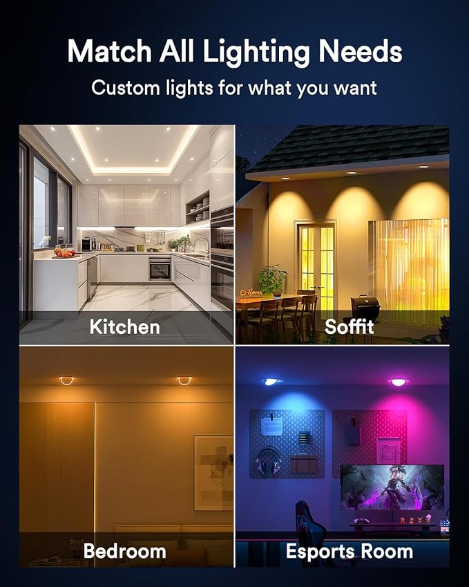 Lumary 4 Inch Smart Gimbal Recessed Lighting Ultra with 2200k Night Light，270°+90°Rotatable LED Recessed Lights, 9W 600LM Angled Adjustable LED Downlight, Works with Alexa & Google Assistant, 4Pack