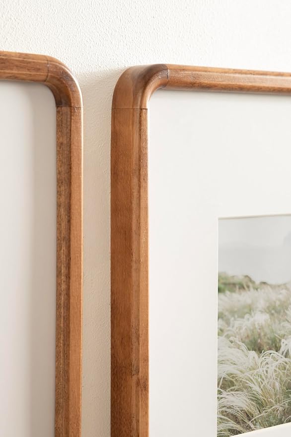 Kate and Laurel Inglewood Modern Wall Picture Frame Set of 3; 11x14 matted to 5x7; Walnut Brown; Three-Piece Frame Set for Gallery Wall Accent Set in Living Room Decor