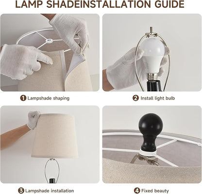 Lamps Set of 2 Modern Farmhouse Table Lamp Bedside Reading Lamps Living Room End Tables Set Lamps for Night Stands Bedroom Night Lamp,High 26.25 Inch,Black,With Fabric Lamp Shade,Bulb Not Included