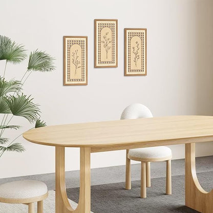IARTTOP 3 Pcs Boho Arch Wood Wall Art 8x16 Inch Minimalist Hollow Rattan Botanical Floral Wall Decor Rustic Farmhouse Wooden Hanging Decor for Living Room Bedroom Office Home Decor