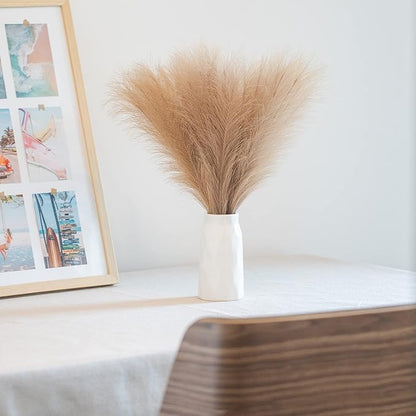 Faux Pampas Grass, 18"/45cm Artificial Pampas Grass Fluffy 6 Stem pompous Grass Flower Arrangement for Boho Home Wedding Decoration (Taupe)