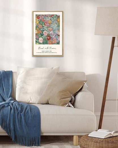 Zzuyi Framed Matisse Flower Wall Art,Flower Colorful Abstract Canvas Artwork for Walls,Retro Vintage Matisse Paintings Prints Pictures for Hallway Home Office 16x24in