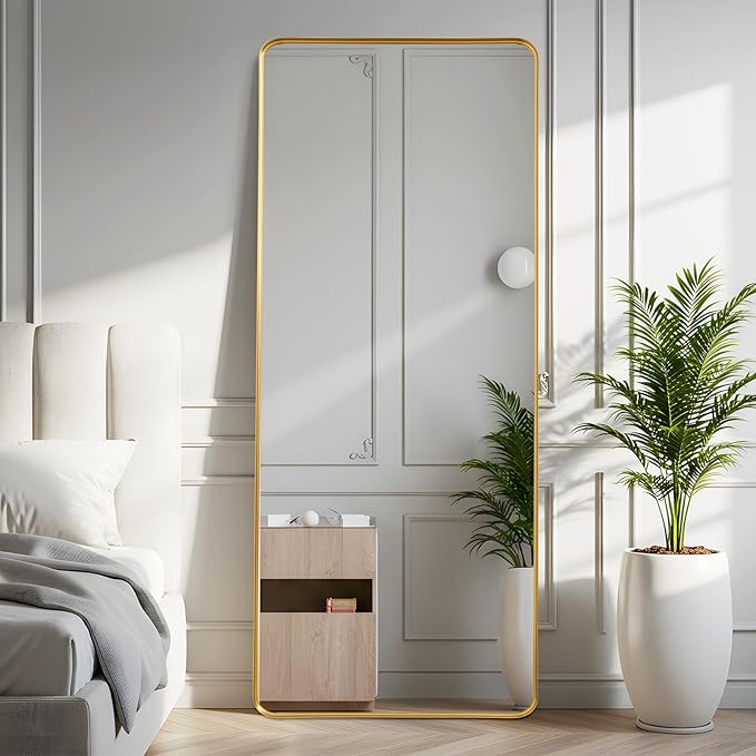 Anpark Rectangle Mirror Full Length 30" x 71" Large Floor Mirror Gold Shadow Box Frame Wall-Mounted Hanging Wall for Home Decor Leaning Wall Full Body Dressing Mirror for Closet Bedroom