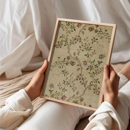 uniro Vintage Wall Art Prints, Retro Neutral Vines Tapestry Pattern Canvas Art Prints Painting, Antique Floral Wall Decor for Office, Bedroom, or Gallery wall - (8" x 10"-UNFRAMED)