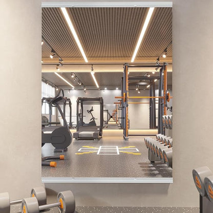 pertetey Home Gym Mirror, 56X30 Inch(1Pack) Large Frameless Tempered Glass Full Body Wall Mounted Mirror for Gym, Yoga, Exercise, Dance Studio