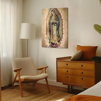 Our Lady of Guadalupe Portrait Wall Art Canvas Painting Picture Wall Decor Religion Catholic Poster Print Artwork for Altar Bedroom 8x10 in