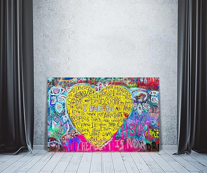 Banksy Graffiti Canvas Wall Print Art Modern Home Artwork Office Wall Decor Canvas Prints and Painting for Living Room Bathroom Giclee Art Framed and Streched Ready to Hang - 24x36inch