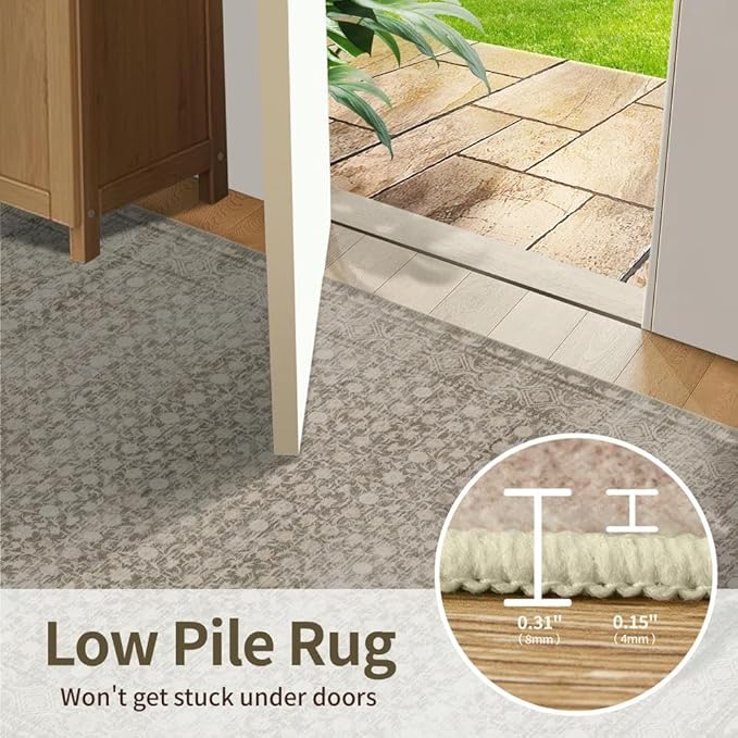 Rugxara 2x3 Entryway Rug,Door Mat Indoor Entrance, Washable Non Slip Kitchen Bathroom Rugs, Ultra-Thin Throw Small Rug for Front Door/Indoor Entrances, Apricot
