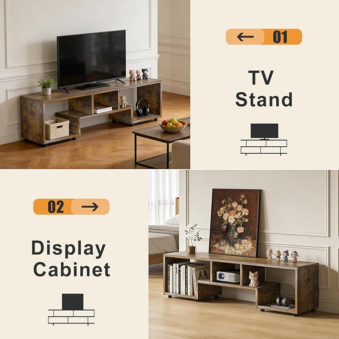 Lightdot TV Stand for TVs up to 55'', Modern Entertainment Center with Storage Open Shelf Large capacity for collection, Media Table TV Console for Living Room/Bedroom/Sofa Cabinet,Easy Assembly-Amber