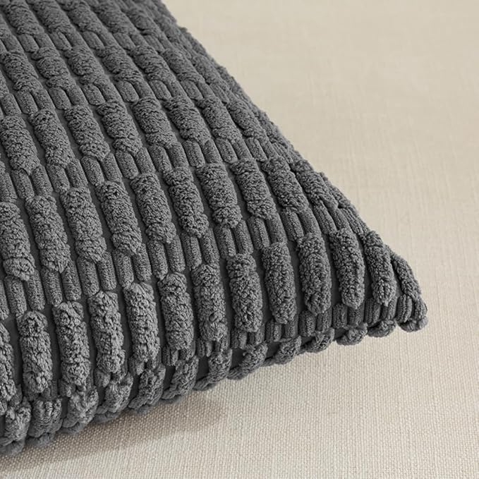Fancy Homi 4 Packs Decorative Throw Pillow Covers for Living Room Couch Bed, Modern Farmhouse Boho Home Décor Accent Cushion Case, 20" x 20", Dark Gray