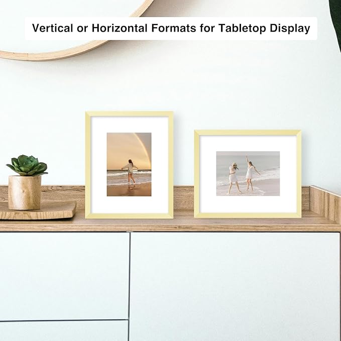 JCJMY 10 Packs 8x10 Picture Frame, Display 5x7 with Mat or 8x10 Without Mat, Gallery Wall Frame Set, 8 by 10 Frames Bulk Set of 10 Collage Wall Decor Photo Frames Set for Wall and Tabletop, Gold