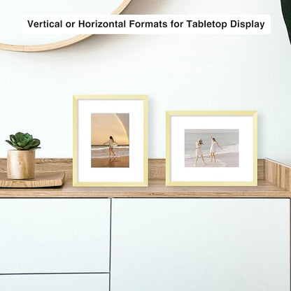 JCJMY 10 Packs 8x10 Picture Frame, Display 5x7 with Mat or 8x10 Without Mat, Gallery Wall Frame Set, 8 by 10 Frames Bulk Set of 10 Collage Wall Decor Photo Frames Set for Wall and Tabletop, Gold