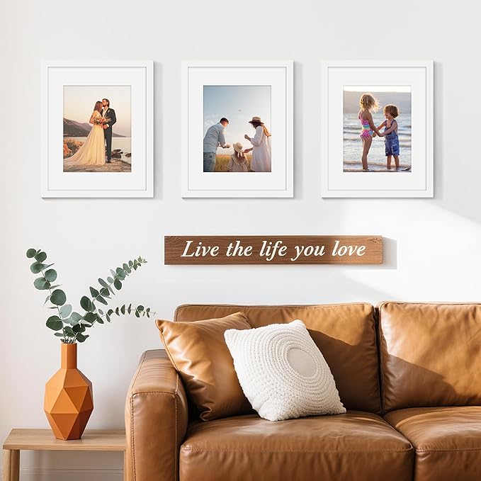 Picrit 16x20 Picture Frame Set of 12, Display 11 x 14 with Mat or 16 x 20 without Mat, Photo Frames for Wall Mounting Display, White.