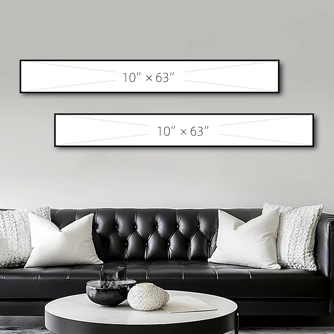 Large Framed Long Narrow Vertical Abstract Wall Art Set of 2, Premium Crystal Porcelain Canvas Prints, Neutral Modern Design - Perfect for Entryway, Hallway, Living Room, Bedroom - 63x10 inch