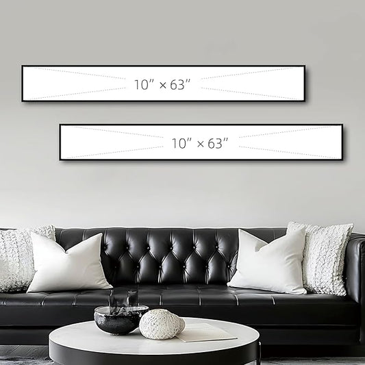 Large Framed Long Narrow Vertical Abstract Wall Art Set of 2, Premium Crystal Porcelain Canvas Prints, Neutral Modern Design - Perfect for Entryway, Hallway, Living Room, Bedroom - 63x10 inch