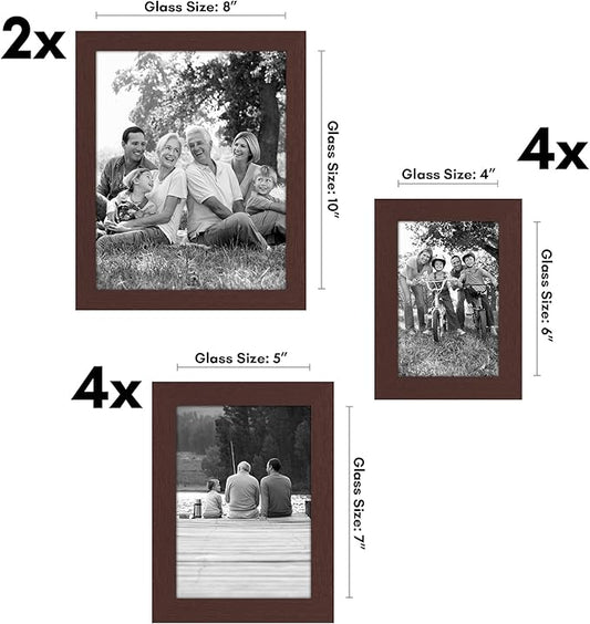 Americanflat Set of 10 Picture Frames with Shatter-Resistant Glass - Gallery Wall Frame Set with Two 8x10, Four 5x7 and Four 4x6 Frames - Signature Collection - Mahogany