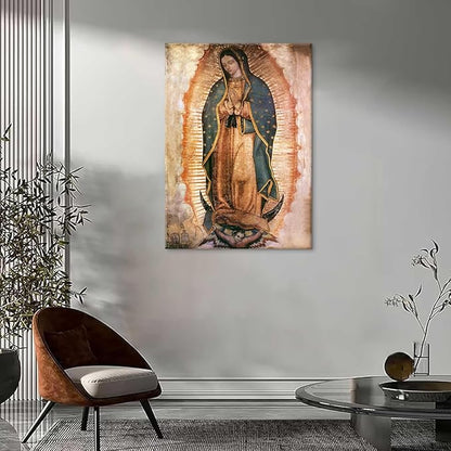 Mexico Our Lady of Guadalupe Portrait Wall Art Lamina enmarcada de Nuestra Señora de Guadalupe Painting picture Wall Decor Religion Catholic Poster Print Artwork for Altar bedroom 16x24 in Canvas