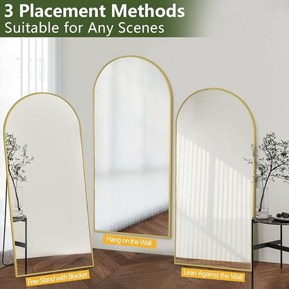 MELOMOIR Arched Oversized Floor Mirror, 81"x41", Large Full Body Mirror for Bedroom & Living Room, Gold Frame with Tempered Glass
