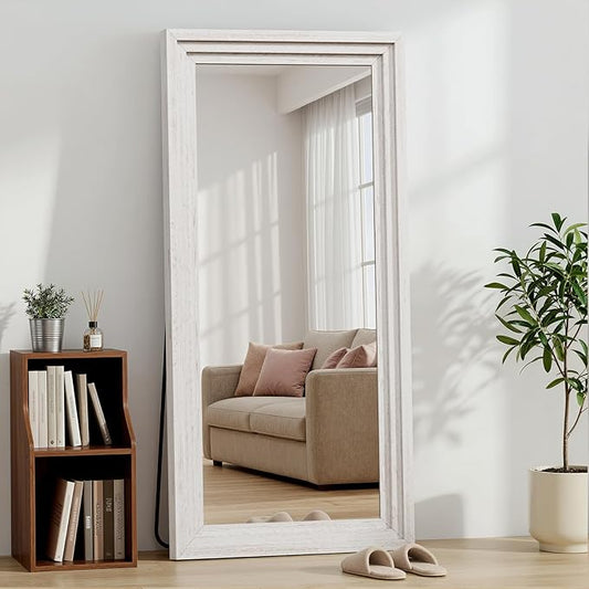 Full Length Mirror 71"x30", Large Solid Wood Frame Floor Mirror, Leaning Floor Mirror, Stable Frame, Shatterproof Glass, Modern Classic Style for Bedroom, Living Room, Entryway