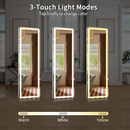 Koonmi Full Length Mirror Door Hanging with LED Lights 48"x16"