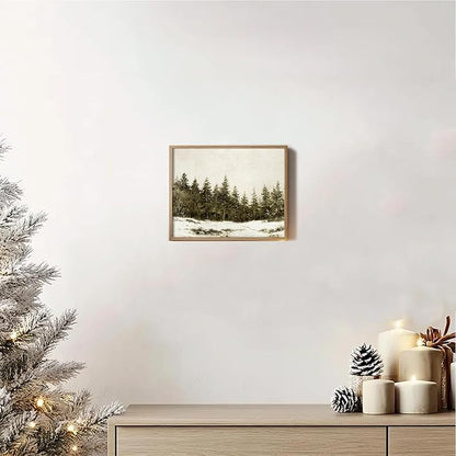 uniro Vintage Christmas Tree Wall Art Prints, Rustic Pine Tree Artwork, Neutral Winter Landscape, Unframed (8" x 10") for Bedroom, Living Room, Office