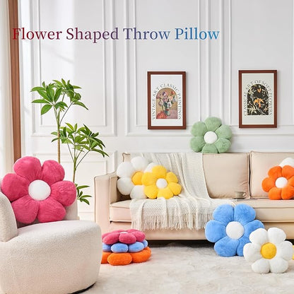 Flower Pillow,Flower Throw Pillow 15.7In Daisy Pillow Cute Decorative Pillow Cushion Home Decor& Plush Pillow for Sofa Couch Bed Reading Tent.