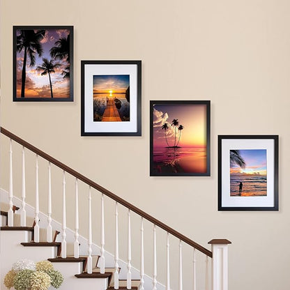 SESEAT 11x14 Picture Frames Black Display Pictures 8x10 With mat or 11x14 Prints Without Mat, Wall Mounting, 6PCS