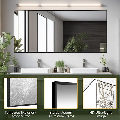 MELOMOIR 71"x32" Large Mirror Full Length, Oversized Floor Mirror Full Length for Bedroom Living Room Cloakroom Gym, Hanging Standing or Leaning Full Body Mirror with Stand, Black Aluminum Alloy Frame