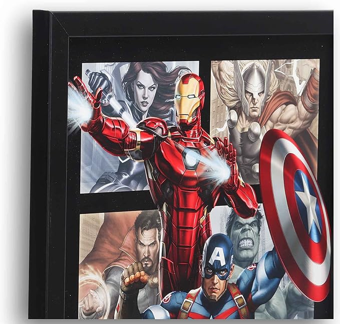 Marvel Avengers Framed Wood Wall Decor - Featuring Captain America, Iron Man and More - Classic Marvel Avengers Wall Art