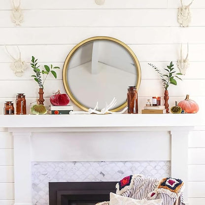 12" Gold Round Convex Mirror, Small Circle Wall Mirror with Thick Metal Framed, Round Decorative Wall Mirrors for Bathroom, Vanity