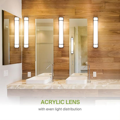 ASD LED 36" Vanity Flush Mount Light Fixture, Linear Bathroom Lighting Bar | 3CCT, Dimmable, Energy Star, ETL Listed | 30W 2650LM 3000-5000K 120V | Long Tube Bath Wall Sconce Over Mirror | Black